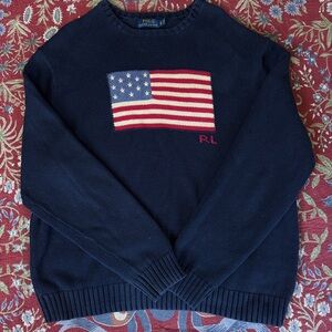 Polo by Ralph Lauren Navy Sweater with American Flag